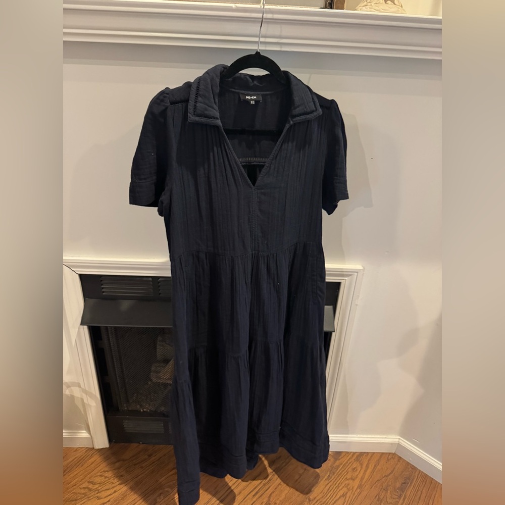 Me+Em cheesecloth navy gauze dress